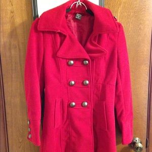 Woman's red pea coat